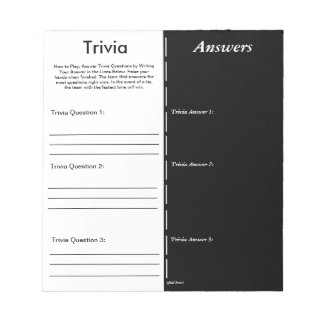 Trivia Party Game - Anpassningsbar fråga och svar Anteckningsblock