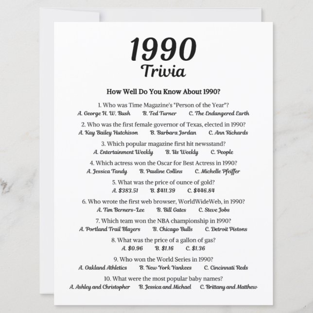 Trivia-spel 1990 (Framsida)