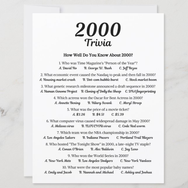 Trivia-spel 2000 (Framsida)