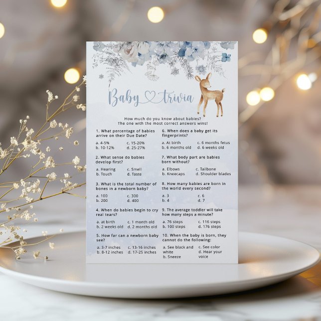 Trivia-spel för vinterblå silver-hjort-baby (Skapare uppladdad)