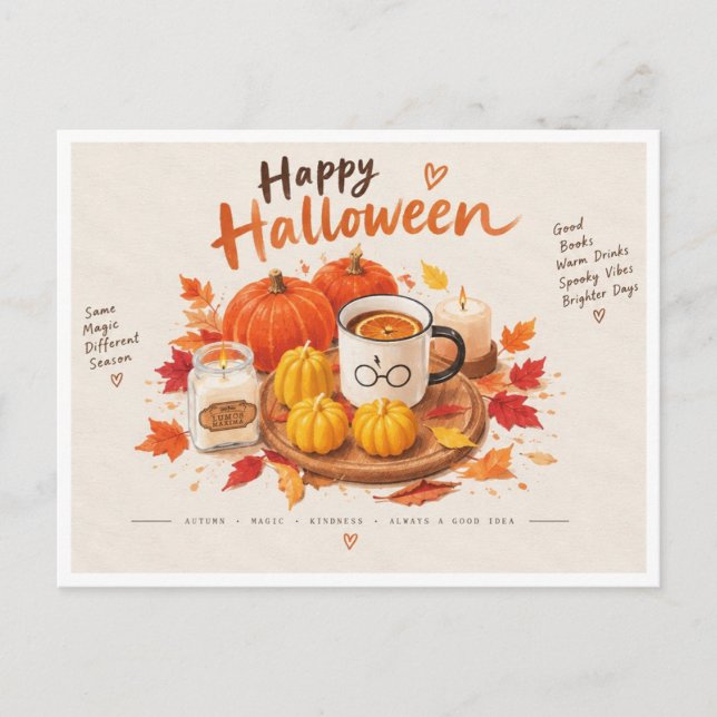 Trivsam Halloween Höstmagisk Julkort Helg Vykort (Framsida)