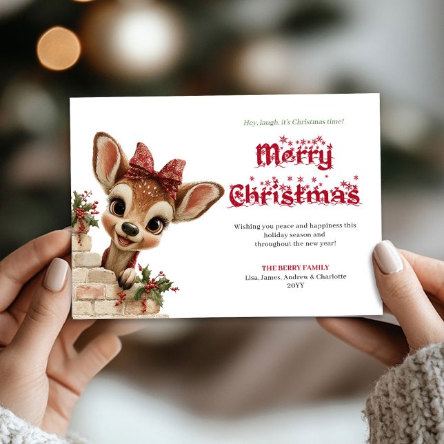 Trivsam jul rolig ren söt gratulationskort julkort (Cozy Christmas funny reindeer cute greeting card)
