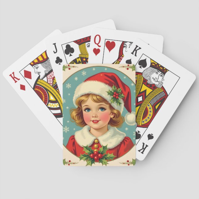 Trivsam jul viktoriansk söt flicka casinokort (Baksidan)