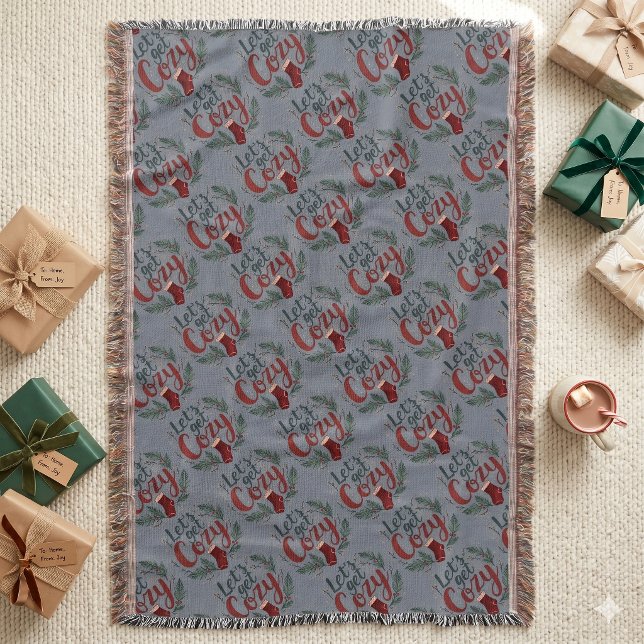 Trivsam julgran Berry-typografi Filt (Cozy Holiday Pine Berry Lettering Throw Blanket)