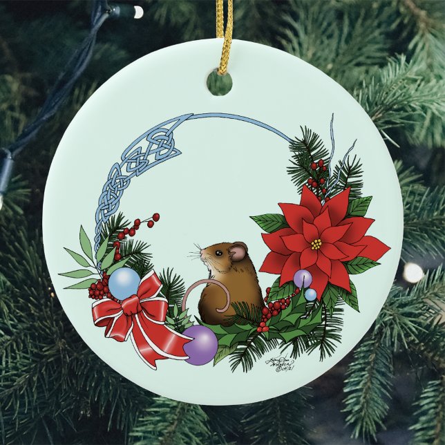 Trivsam Julillustrativ Muskrans Vindkrans Julgransprydnad Keramik (Skapare uppladdad)