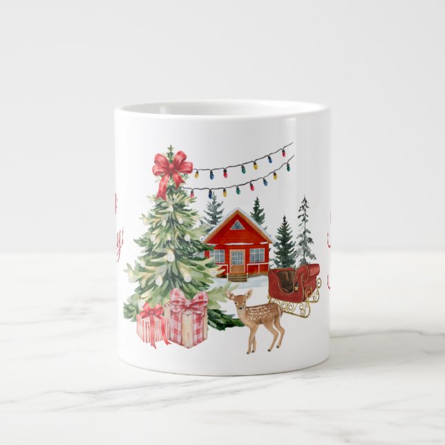 Trivsam julmorgonmugg – Festiv Holiday Kaffe Jumbo Mugg (Framsidan)