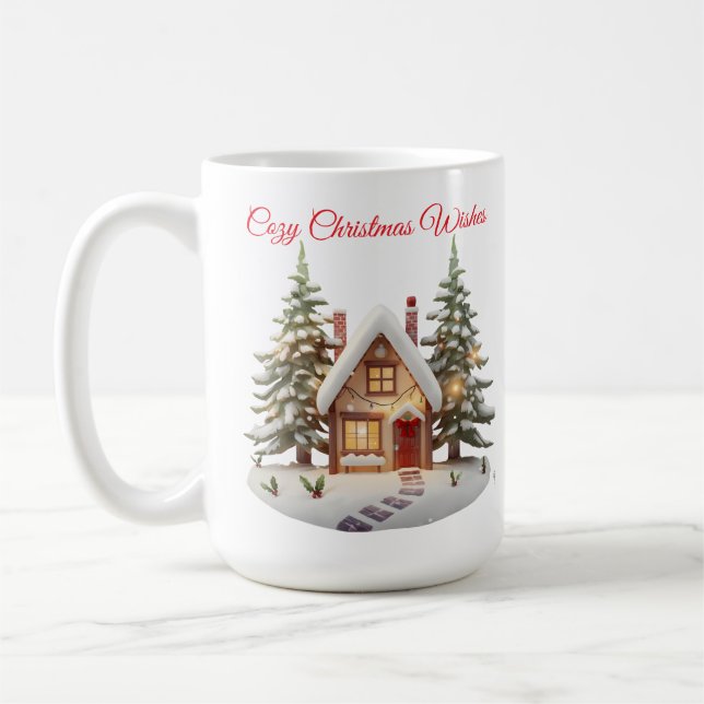 Trivsam julstugemugg – Vattenfärgshögtidlig jul Kaffemugg (Vänster)