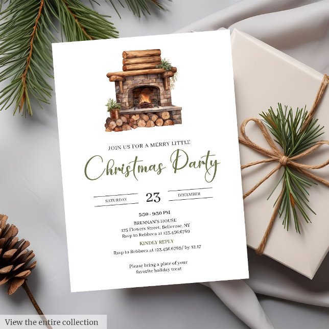 Trivsam minimalistisk neutral jordnära rustik jul  inbjudningar (Cozy Minimalist Neutral Earthy Rustic Christmas Party Invitation)