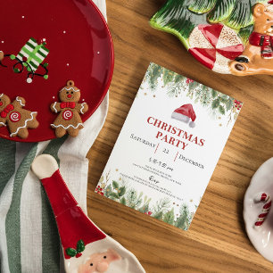 Trivsam Naturkrans röd Julfest Inbjudan