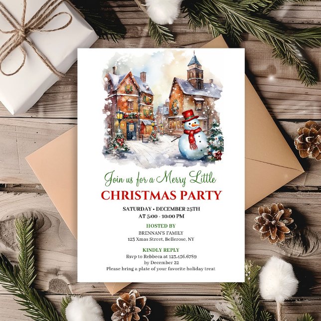 Trivsam vinterscen inbjudan till högtidlighållande (Cozy winter scene holiday celebration invite)