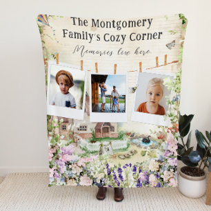 Trivsamhörna   Blommig Trädgård Familjefoto Fleecefilt