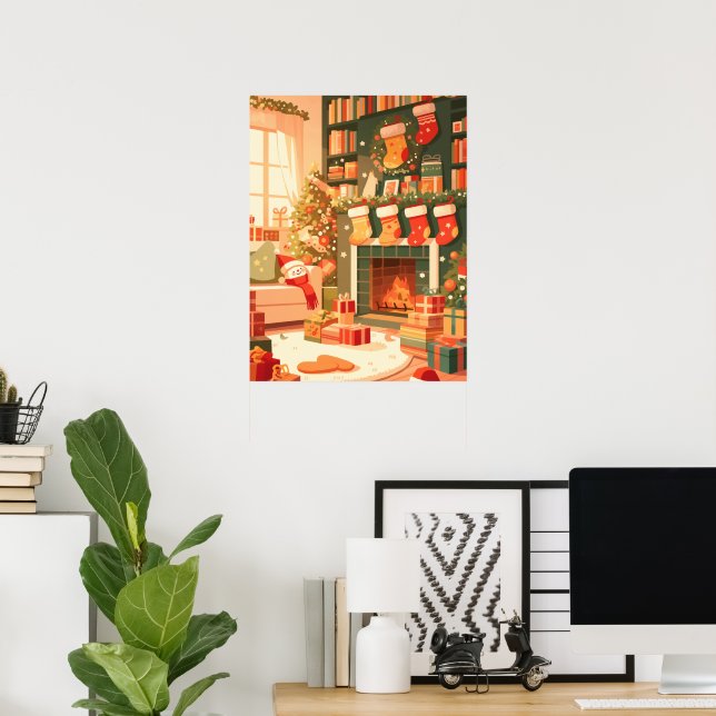 Trivsamt juligt vardagsrum poster (Hemmakontoret)