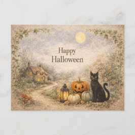 Trivsamt stugmotiv till Halloween i vintage-stil Helg Vykort