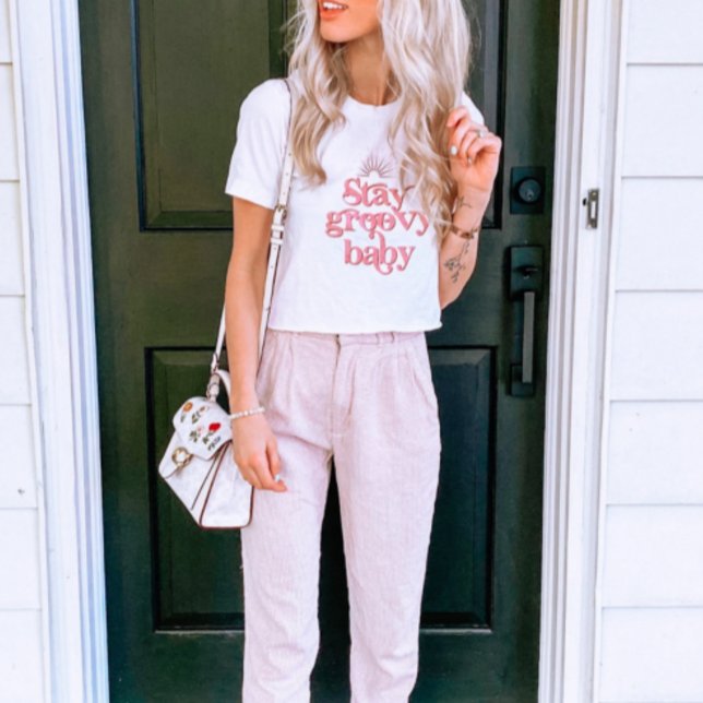 TRIXIE 70's Retro Rosa Stanna Groovy Baby Hippie T Shirt (Skapare uppladdad)