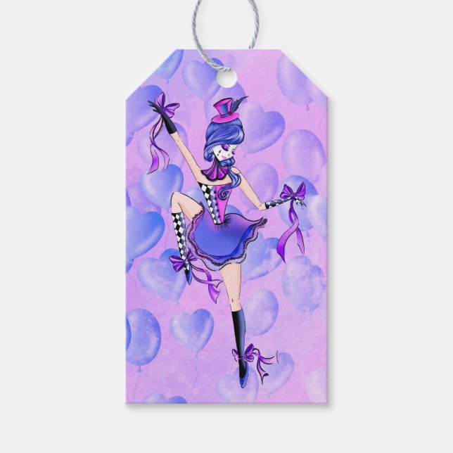 Trixie Clownen - blå ballonger Presentetikett (Framsidan)