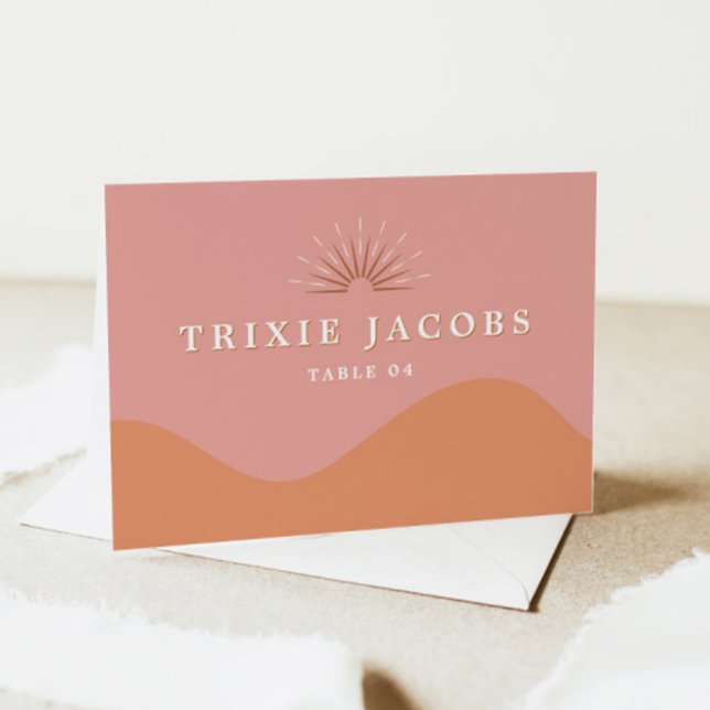 TRIXIE Retro 70:s Groovy Rosa Orange Place Card OSA Kort (Skapare uppladdad)