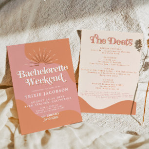 TRIXIE Retro 70's Disco Rosa & Orange Bachelorette Inbjudningar