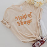 TRIXIE Retro 70's Thned Maid of honor T Shirt<br><div class="desc">Den här maid of honor-skjortan har ett retro 70-teckensnitt med en grå orange. Den här skjortan ger perfekten för hela bröllopsfesten. Sök bara i Trixie-samlingen för att hitta all samordningstext. 💜 FÄRG ÄR REDIGERBART! Klicka på Redigera design om du vill skapa ditt eget färg.</div>