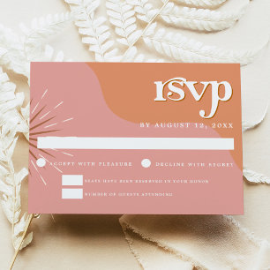 TRIXIE Retro Rosa Orange 70's Thned Bröllop OSA Inbjudningar