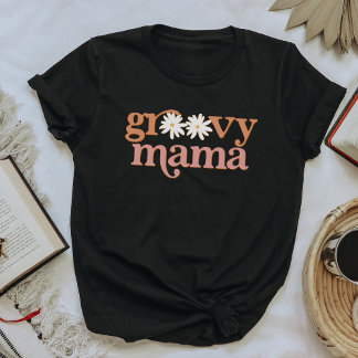 TRIXIE Retro Rosa Orange Daisy Groovy Mamma T Shirt