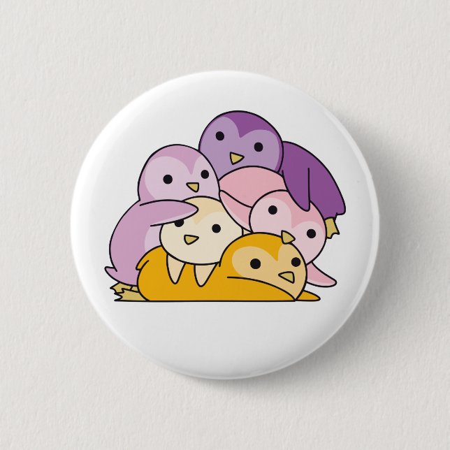 Trixiskt Flagga Pride Lgbtq Cute Penguin-knapp Knapp (Framsida)