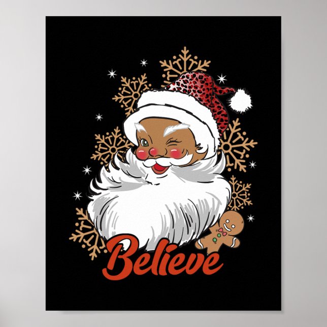 Tro afro Santa african american christmas blac Poster (Framsidan)