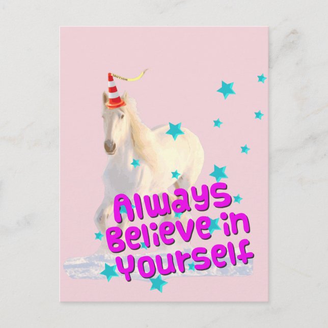 Tro alltid din egen trafik Cone Unicorn Horse Vykort (Framsida)