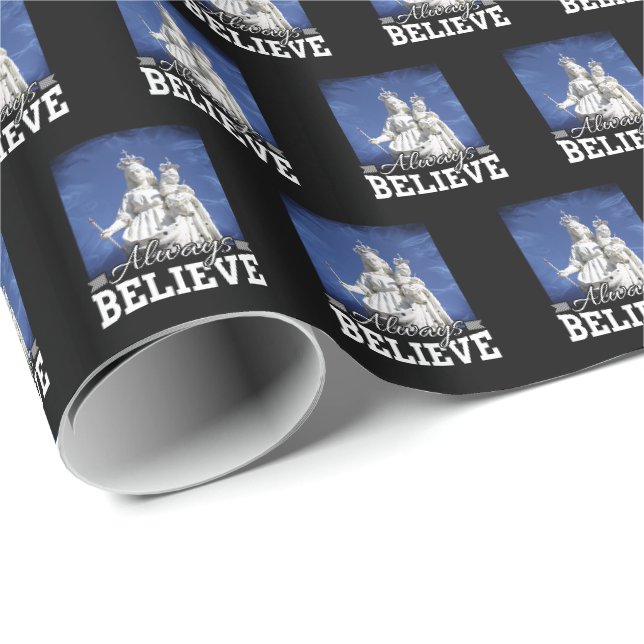 Tro alltid Mary Baby Jesus-citat Presentpapper (Rullad Hörn)