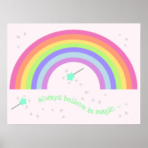 Tro alltid på magi - Magisk Älv Regnbåge Poster