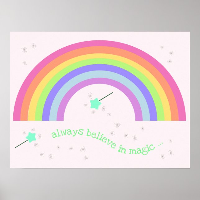 Tro alltid på magi - Magisk Älv Regnbåge Poster (Framsidan)