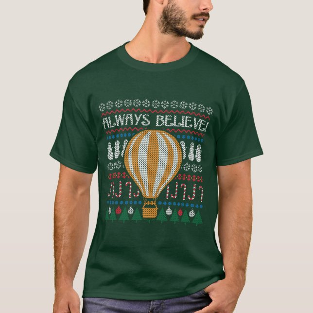 Tro alltid Ugly Sweater Balloon T-Shirt (Framsida)
