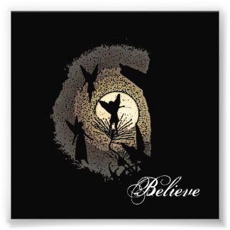 "Tro"-Älvor och Moonlight Fantasy Print Fototryck