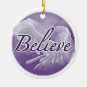 Tro ängelvingeprydnad julgransprydnad keramik