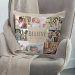 Tro att du är Lycklig 10 Photo Collage Neutralt Be Kudde<br><div class="desc">Fotokollage Pillow med 10 av dina favoritfoton. Ordalydelsen i mitten lyder "tro vara lycklig" och är skriven med fet stil och avslappnad, typsnittsskript för smala. Fotomallen är inställd så att du kan lägga till 10 bilder, som visas i liggande, kvadratisk och porträtt bilder i ge så mycket flexibilitet som möjligt...</div>