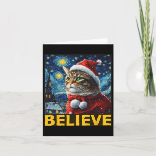 Tro att julshirt Starry Night Van Gogh Cat Kort