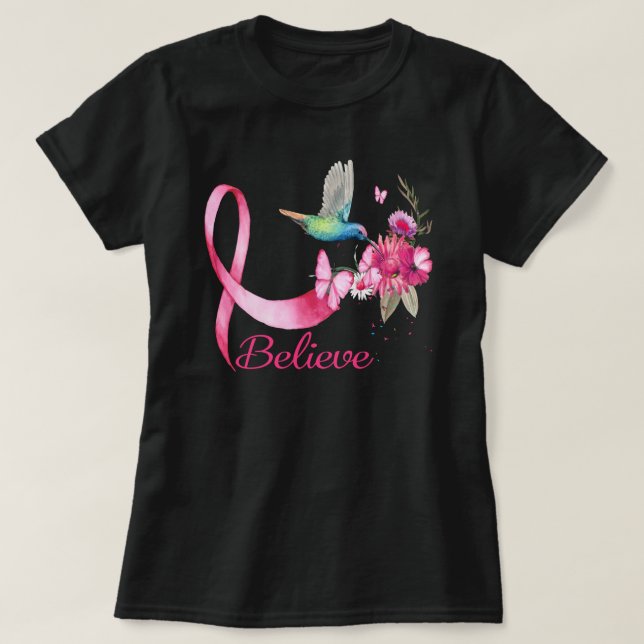 Tro att medvetenheten om bröstcancer hos Hummingbi T Shirt (Design framsida)