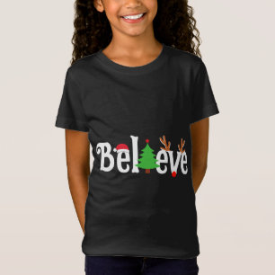 Tro att Roligten Julrener Santa Träd matchning T Shirt