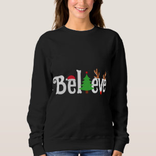 Tro att Roligten Julrener Santa Träd matchning T Shirt
