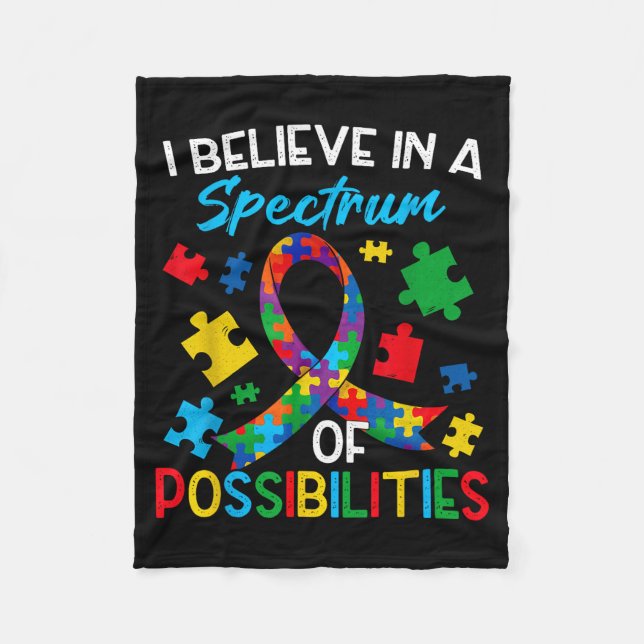 Tro autismspektrum möjligheter autism medvetenhet fleecefilt (Framsidan)
