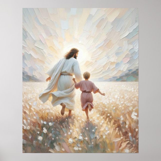 Tro av skönhet, kristen väggkonst, Jesus och pojke Poster (Framsidan)