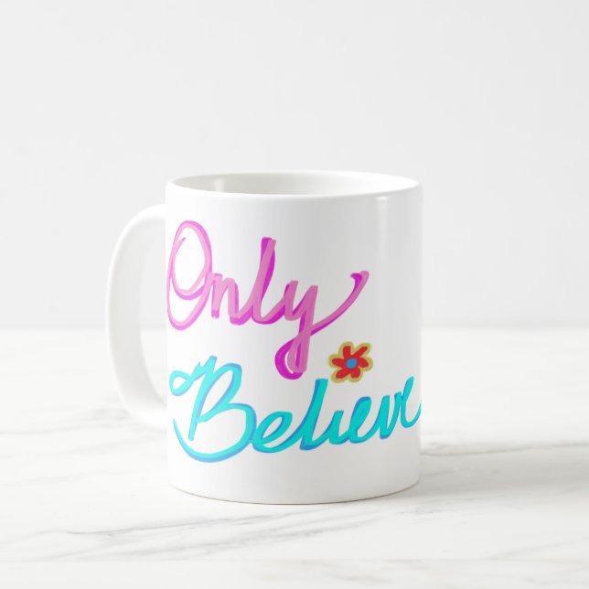 Tro bara kristen citat kaffemugg (Framsida vänster)