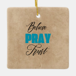 Tro, Be och Lita, Kristna Julgransprydnad Keramik