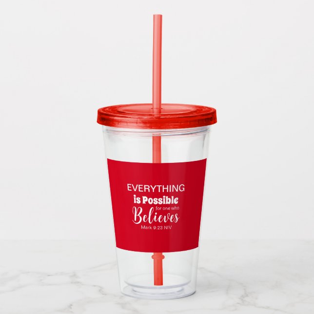 Tro Bible Verse Christian Faith Red Take Away Mugg (Framsida)