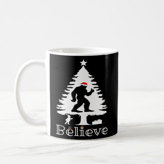 Tro Bigfoot Cryptozoology Julgran Kaffemugg (Vänster)