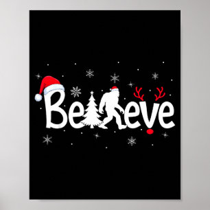 Tro Bigfoot Sasquatch Ren Jultomte Hatt Glad Poster