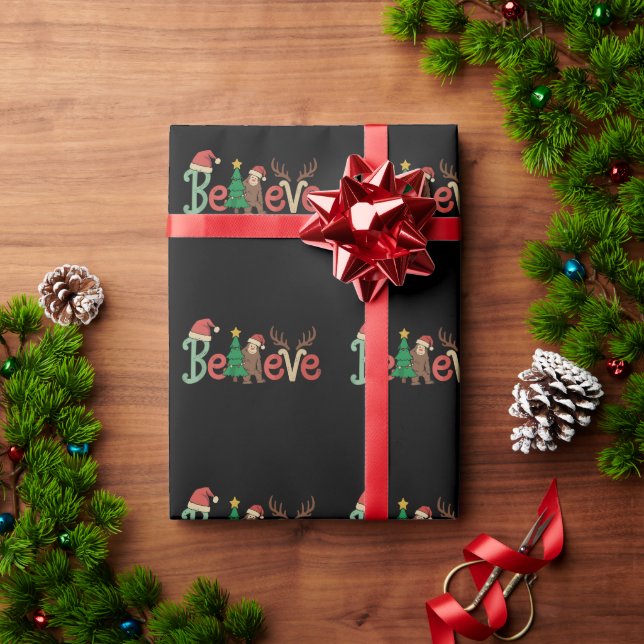 Tro Bigfoot Sasquatch Santa Reindeer jul Presentpapper (Julgåva)