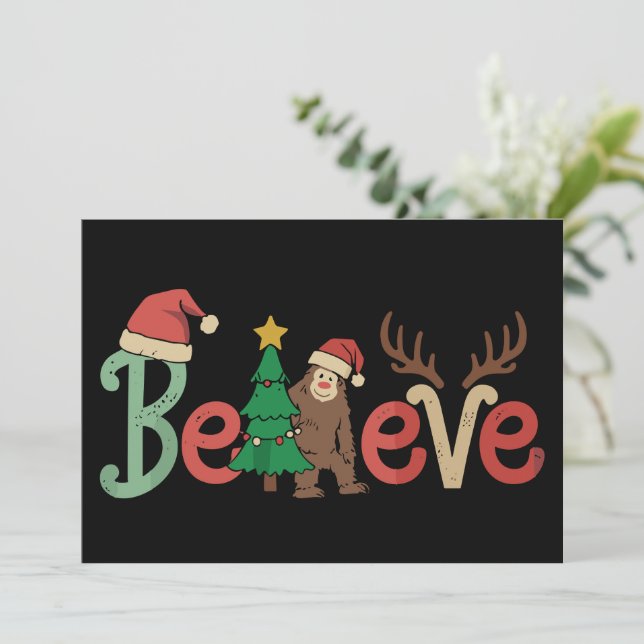 Tro Bigfoot Sasquatch Tomte Ren Jul Julkort (Stående Fram)