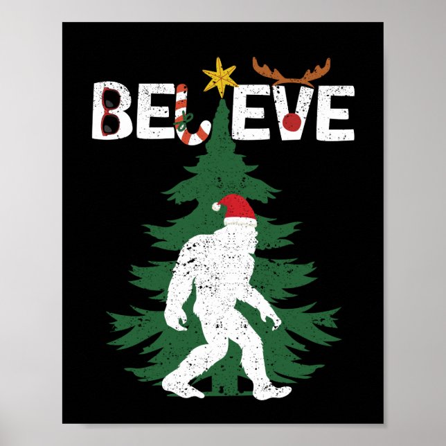 Tro Bigfoot Sasquatch Yeti jul Hat Poster (Framsidan)