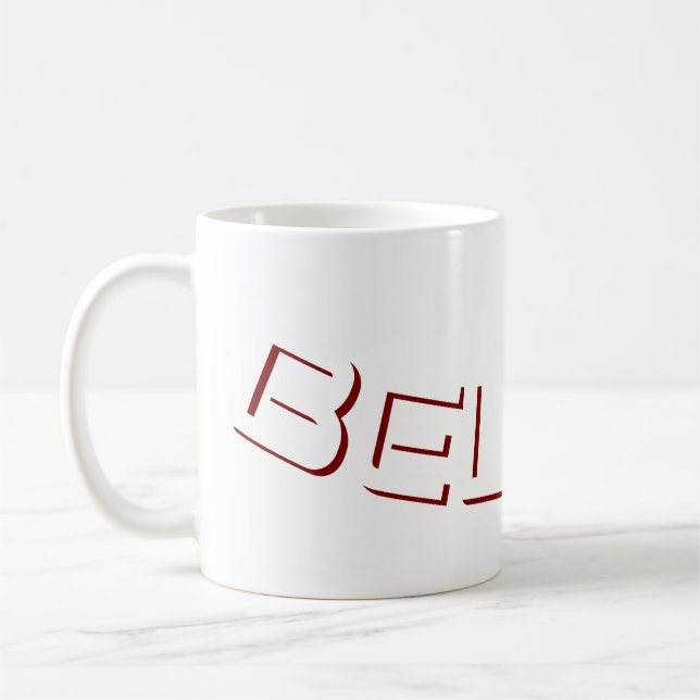 ‘Tro’ Blockstil Text Kristet Kaffemugg (Vänster)
