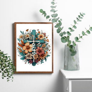 Tro Blomster Kors Kristna Poster